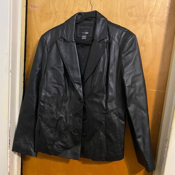 East 5th Jackets & Blazers - East 5th‎ Genuine Leather Blazer Jacket XL Extra Large Black Button Front